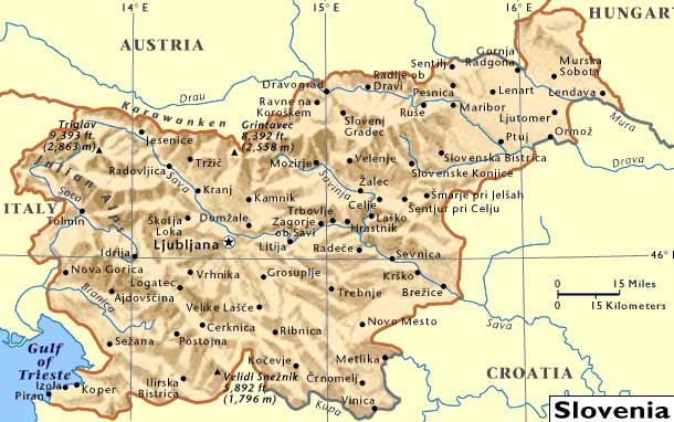 Kaart Slovenië